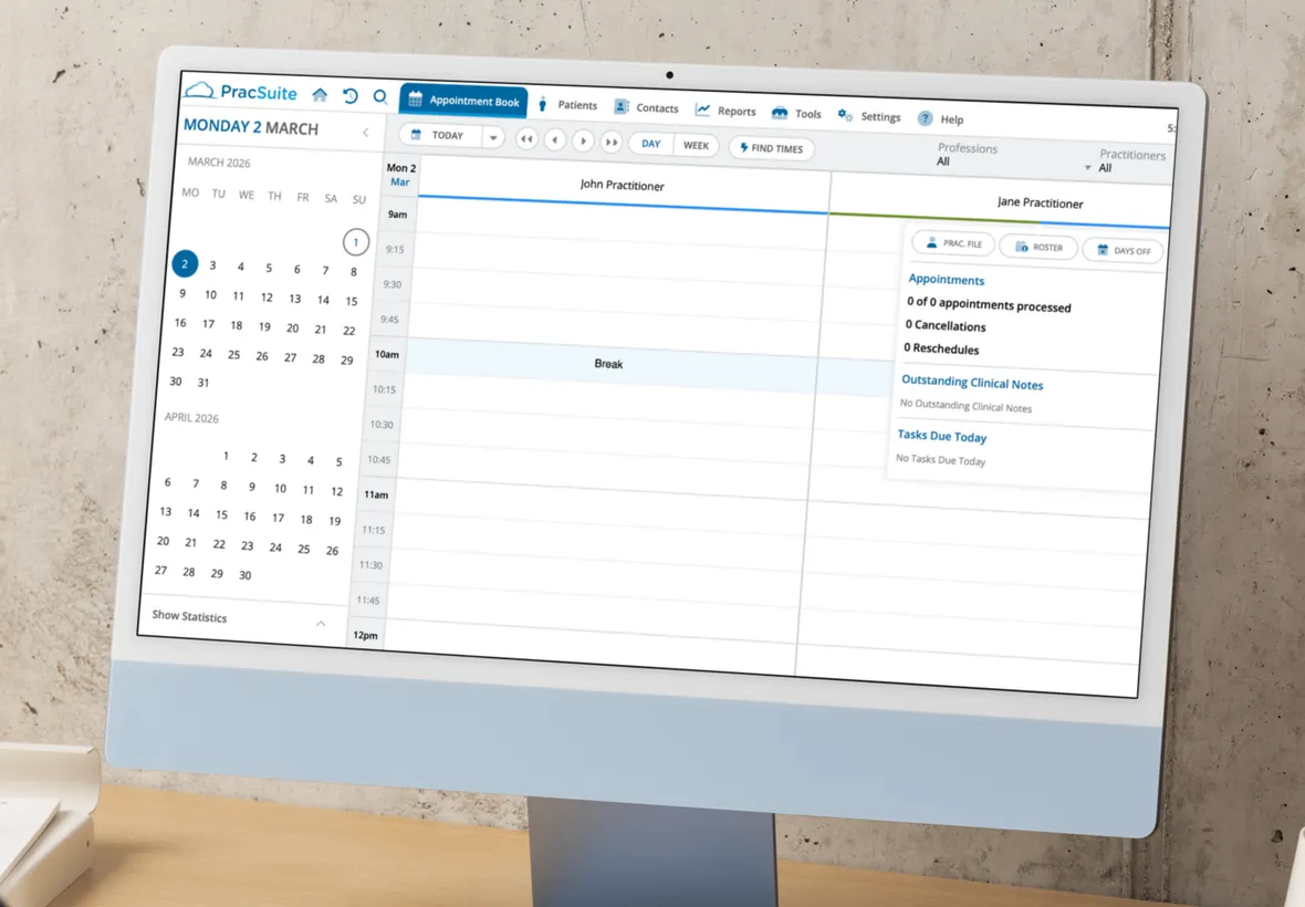 Lyngo AI booking appointments directly into the PracSuite calendar in real time